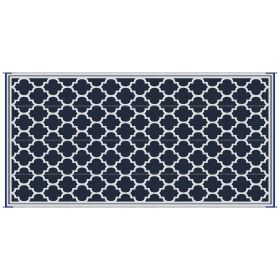 Outsunny 9x18 Reversible RV Outdoor Rug Blue and White Plastic Straw Patio Floor Mat for Backyard Deck Picnic Beach Camping