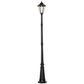Outsunny Solar-Powered Vintage Outdoor Lamp Post Light 92.5" Weather-Resistant Clear Glass Black