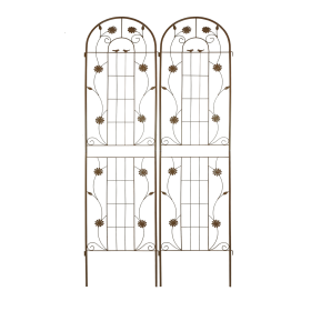 2 Pack Metal Garden Trellis 86.7" x 19.7" Rustproof Trellis for Climbing Plants Outdoor Flower Support Brown