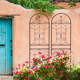 2 Pack Metal Garden Trellis 71" x 19.7" Rustproof Trellis for Climbing Plants Outdoor Flower Support Black