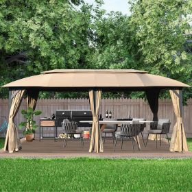 Gazebo 10x20FT, Outdoor Gazebo with Double Roofs, Privacy Curtains, Mosquito Nettings, Heavy Duty Metal Frame Party Tent Canopy for Patio, Backya (Color: as Pic)