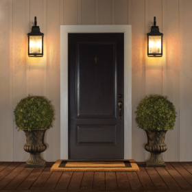 Large Outdoor Glass Wall Light Supports Many Types Of Bulbs -2 Packs Unavailable Platforms- Temu (Color: black)