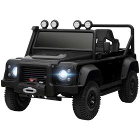 Electric Car For With Remote Control, Dual Motors, Spring Suspension, LED Lights, Black (Color: black)