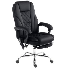Massage Office Chair, Heated Reclining Computer Chair With Adjustable Height And Footrest, Black (Color: black)